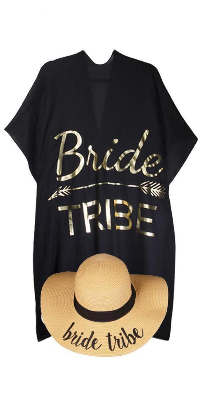 1749 Bride Beach Hat and Cover up Bundle Bridal Bride Tribe Caps